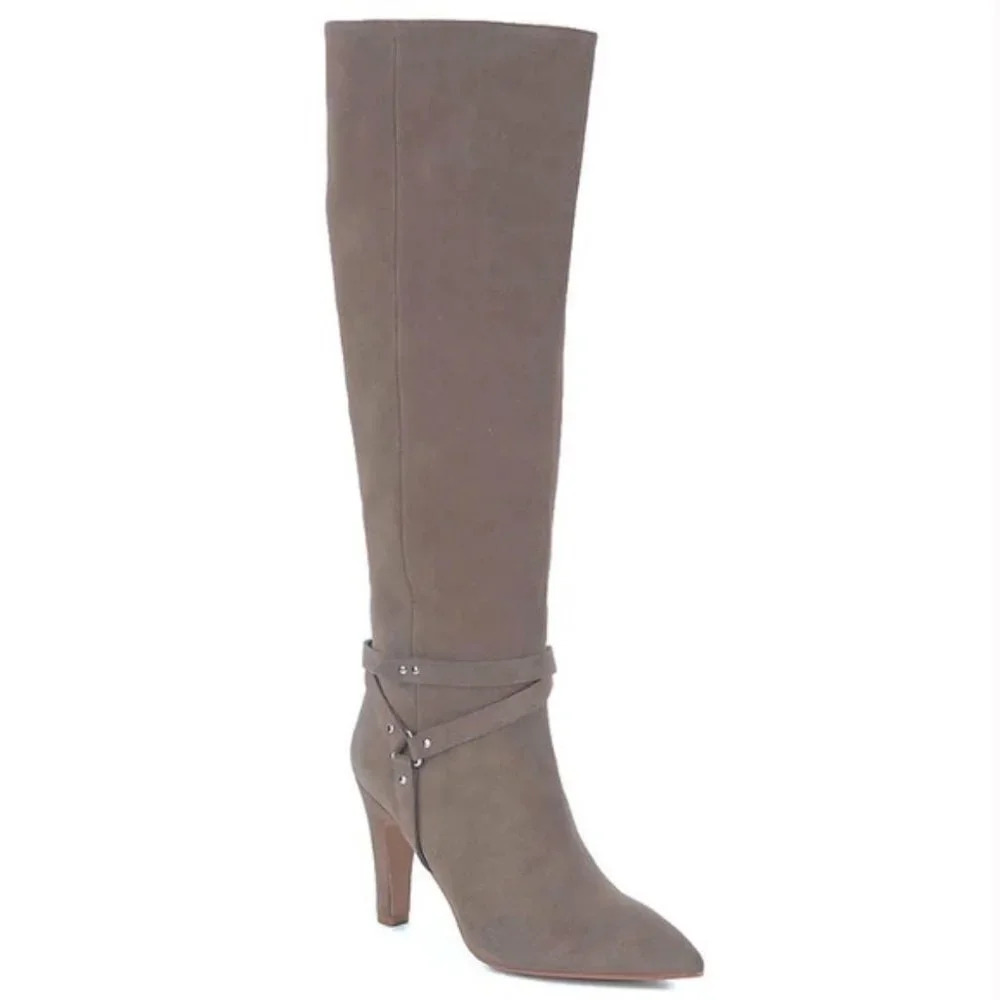 Vince Camuto Caidy Suede Leather Boots Tuscan Taupe Verona Size 9 Women's + Box